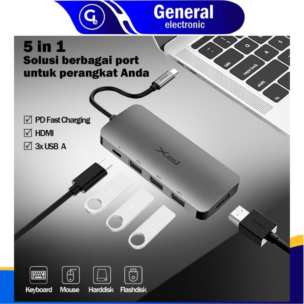 Converter Hub Adapter 5 in 1 4K USB Type C 3.1 USB HDMI PX UCH15