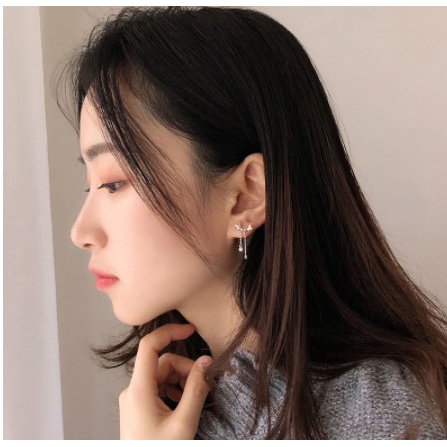 【Bayar di tempat】Anting Gantung Silver Bentuk Kupu-kupu untuk Wanita Earrings Kupu-kupu Rumbai Panjang Kawat Telinga Perhiasan Earring Women Jewelry