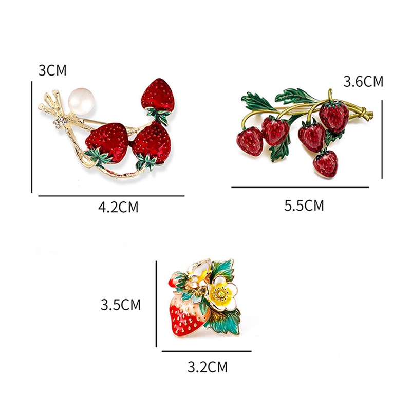 [AIYU] Baju Kaos Distro Pria Wanita Lengan Pendek Bros strawberry Enamel Merah Untuk Wanita Warna Merah pin brooch Desain Tanaman Lucu high quality