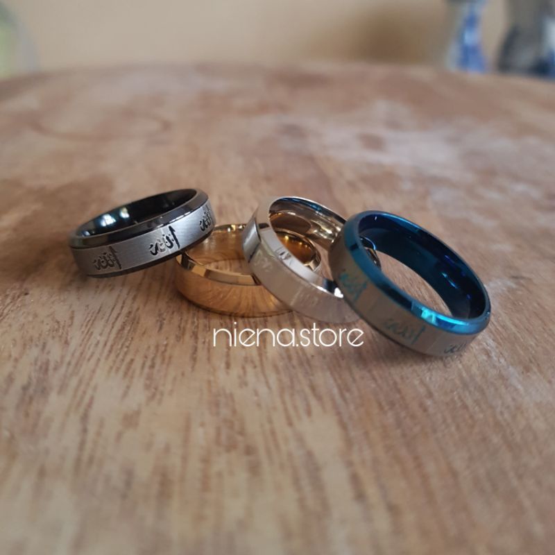 Cincin Titanium Pria Wanita Syarii/Cincin Titanium islami Lafas Allah