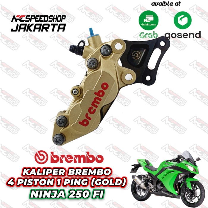 Kaliper Brembo 4P1Pin + Braket Kaliper Ninja 250Fi Gold #Original