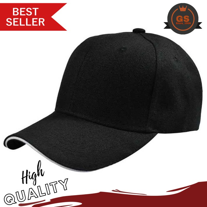 Topi Pria Wanita Baseball Polos Keren - Hitam