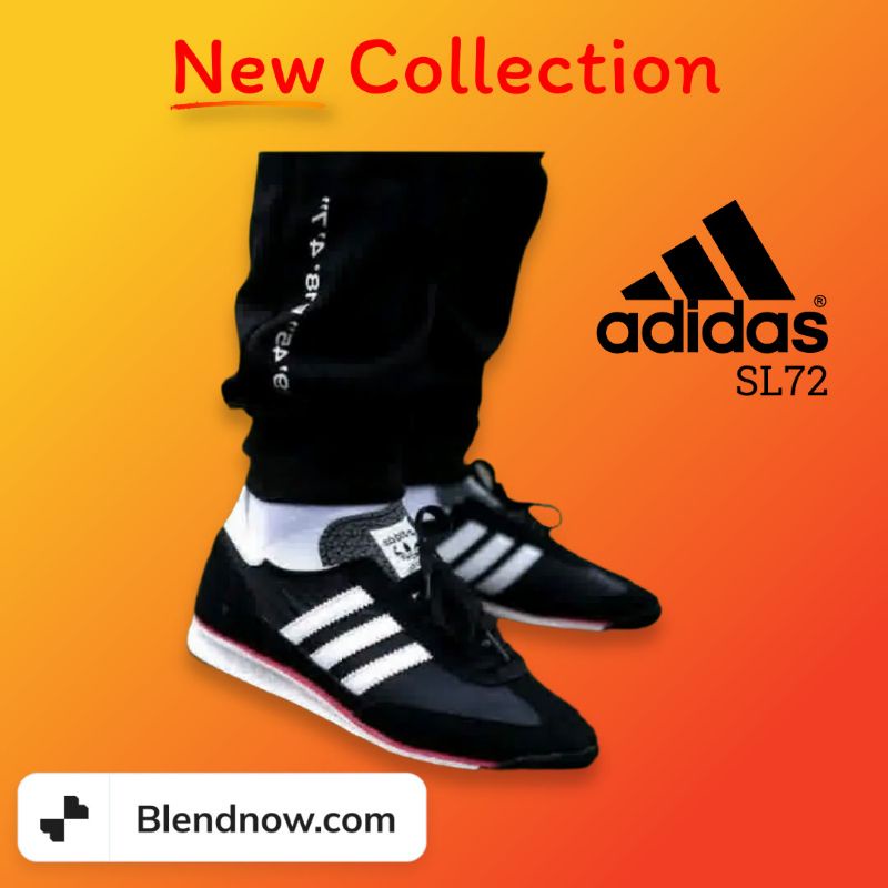SEPATU ADIDAS ORIGINAL SL72 SNAEKERS PRIA CASUAL WARNA HITAM LIST SOL MERAH