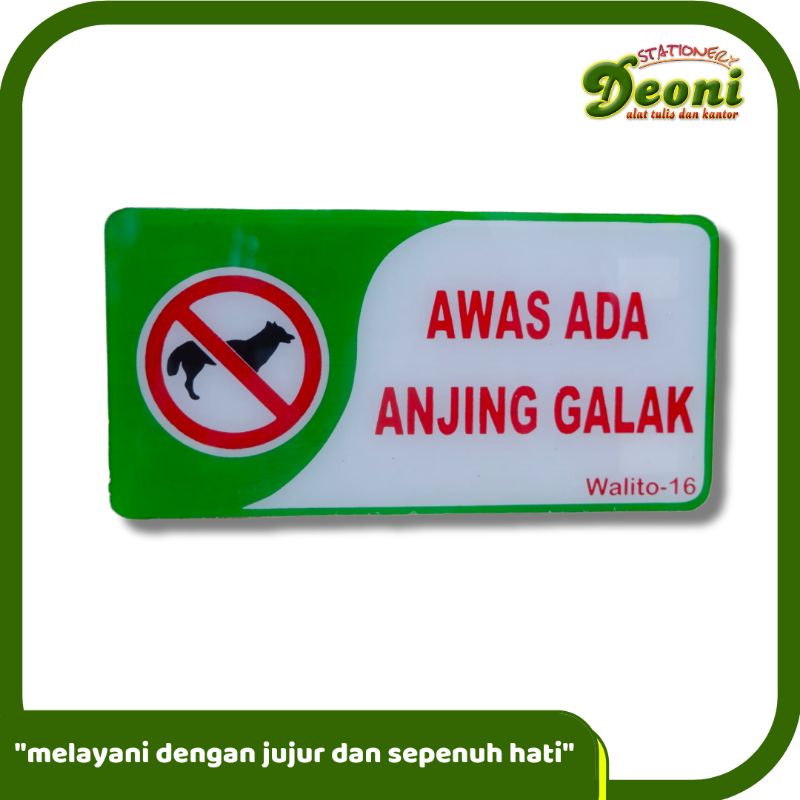 

Walito Label Akrilik 11x21cm - AWAS ADA ANJING GALAK