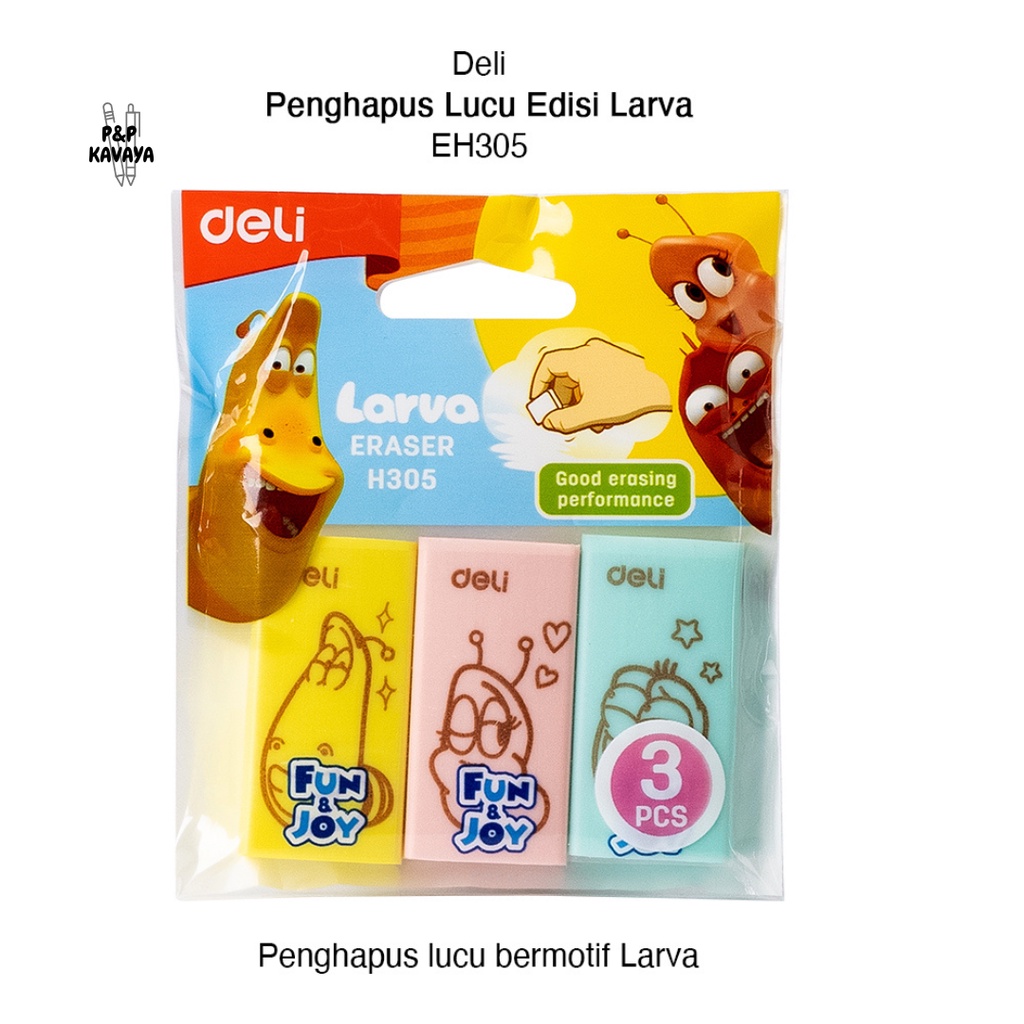 

Penghapus Deli Larva Pensil Eco PVC Isi 3pcs/pack EH305