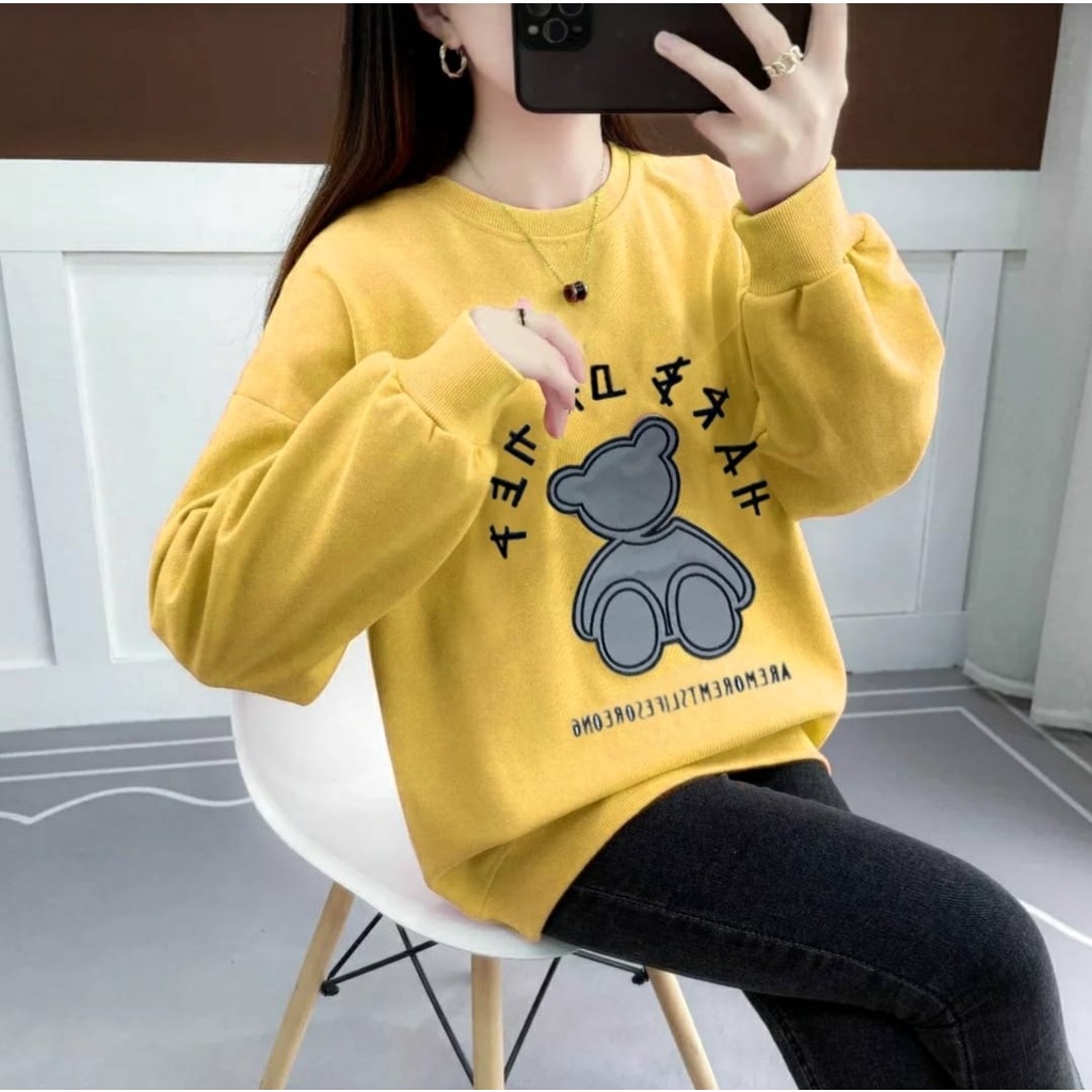 3 UKURAN L XL XXL SWEATER AURORA FASHION PAKAIAN WANITA ATASAN  BAHAN BABYTERRY FEHM