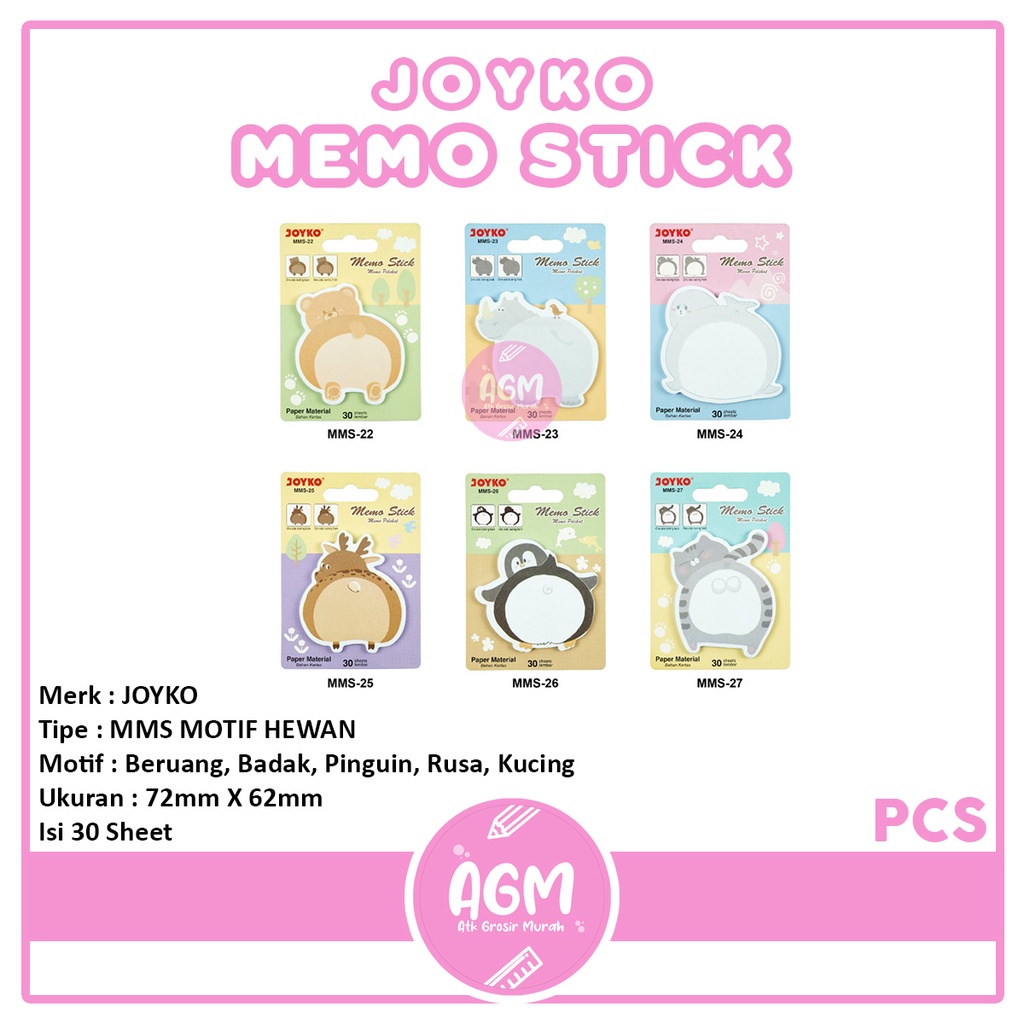 Jual Memo Stick Joyko Mms Motif Hewan Per Pad Shopee Indonesia