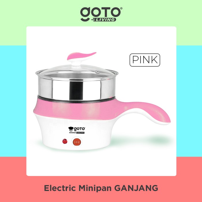 panci listrik Goto Ganjang Panci Listrik Elektrik Fry Pan Serbaguna Portable - Merah Muda(Z8G7) Panc
