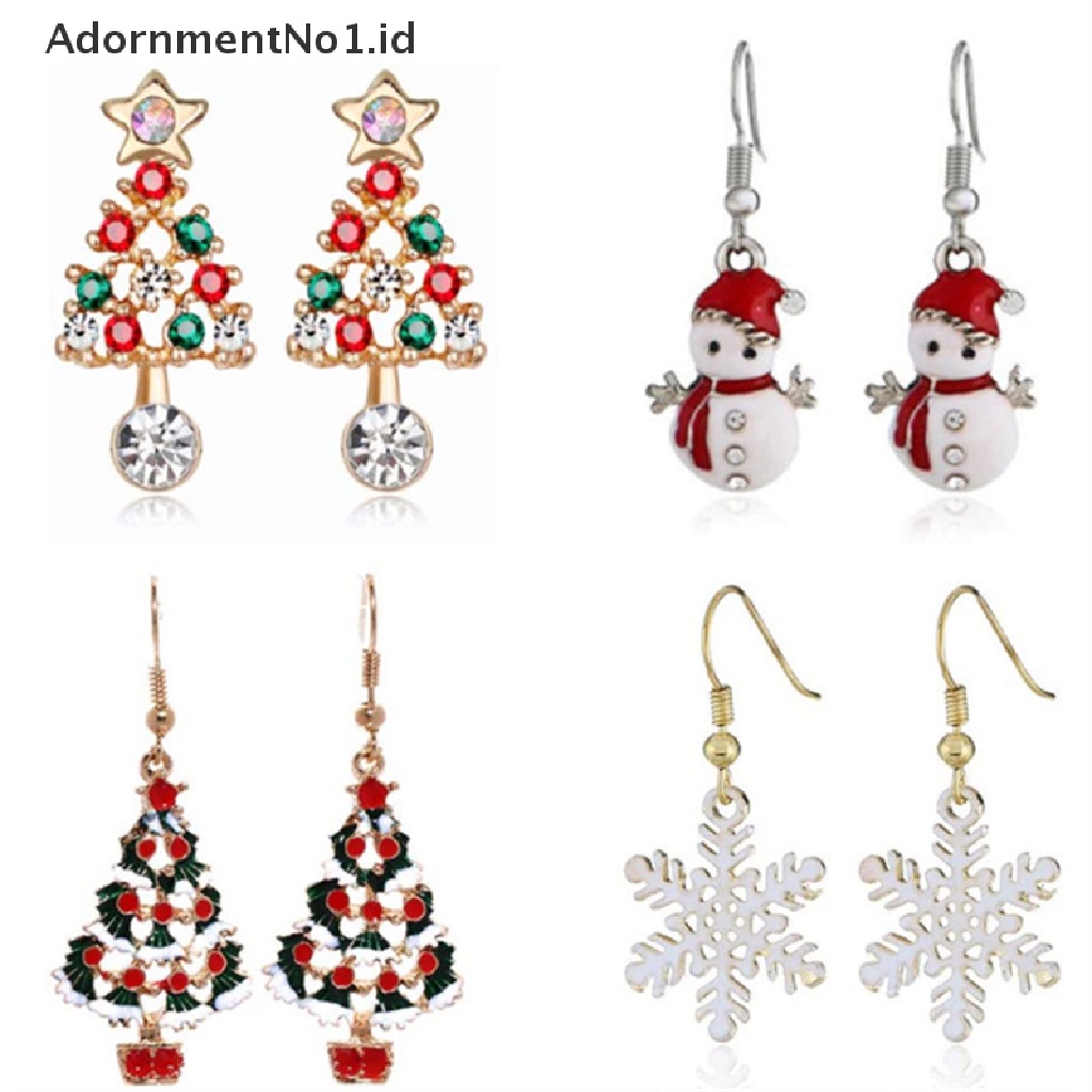 [AdornmentNo1] Anting Pohon Natal Trendi Untuk Wanita Santa Claus Snowman Drop Earrings Perhiasan Hadiah Natal [ID]