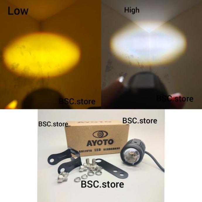 Lampu Tembak Projie LED Sorot Motor AYOTO F02 Putih & Kuning 18 Watt dvm-va33 Kualitas Baik