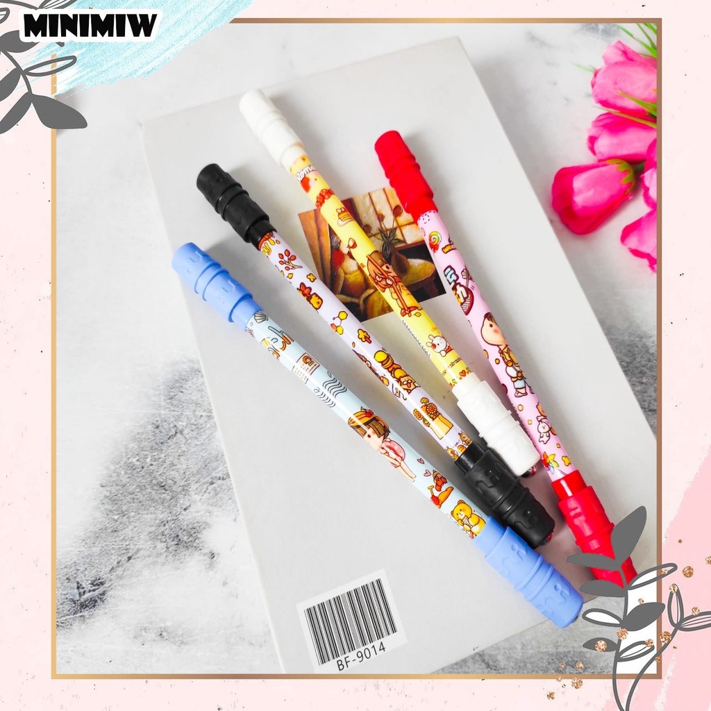 PULPEN  MAINAN PUTAR MAGNET CUTE GIRL ISI 1 PCS SPINNING ALAT TULIS BOLPOIN UNIK IMUT MURAH PEN GEL KARAKTER CEWE LUCU MURAH PENA