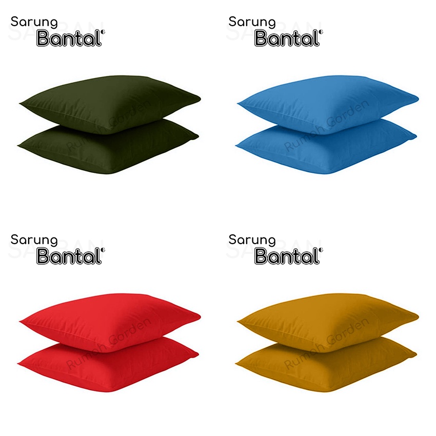 Sarung Bantal dan Sarung Guling Polos Warna Abu Merah Hitam Putih Navy Hijau Sage ungu Harga Satuan