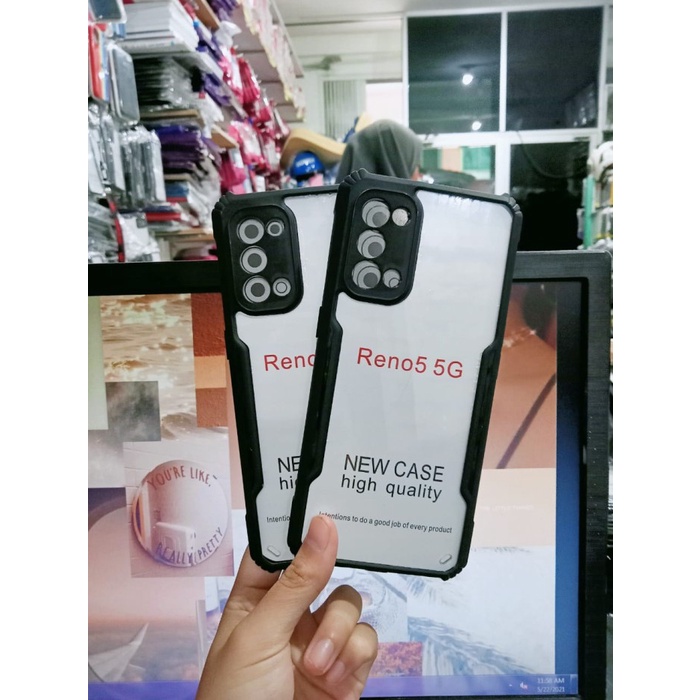 Case HP Oppo RENO5 5G 6.43" Hard Mika List Hitam CasinG AGH