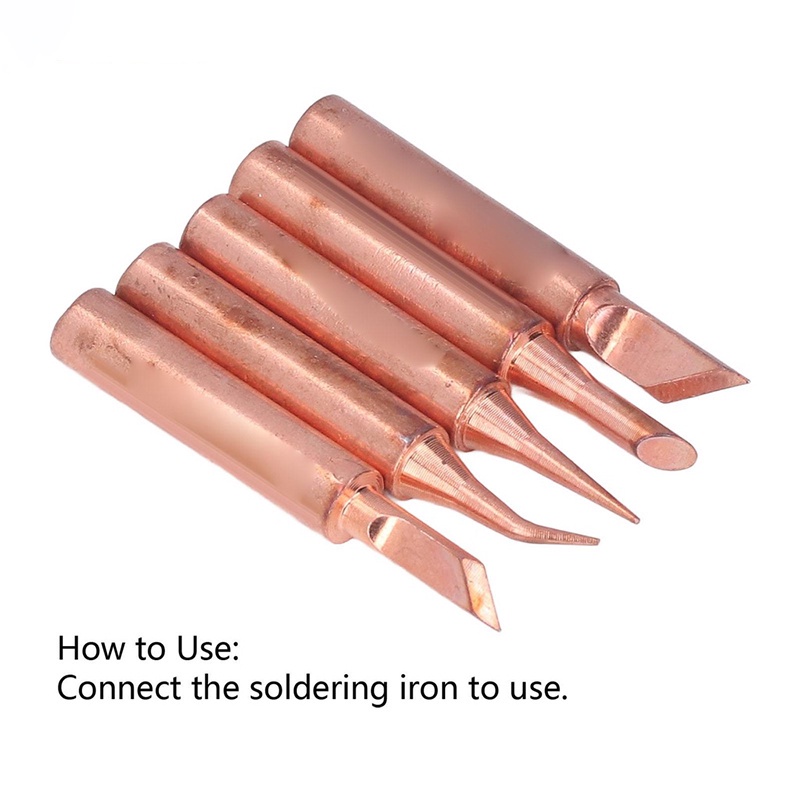 5in1 Mata Solder Ujung Tip Station Station-Solder Tip Tembaga Gold Lurus Bengkok Pisau