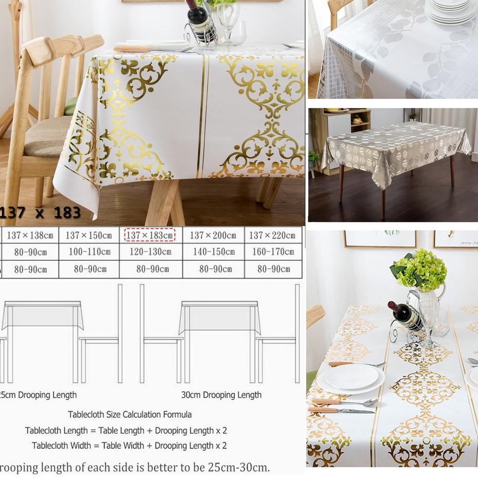 (SerbaSerbi)Taplak Meja Efek Metalik 3D Pesta Table Cloth Bahan Pvc Premium Motif Sultan 180 x 137 Cm