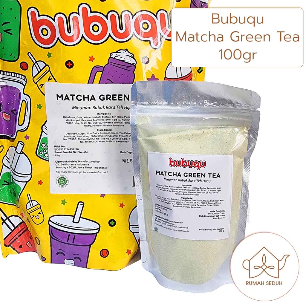 

Bubuqu Matcha Green Tea Powder 100gr - Minuman Bubuk Rasa Teh Hijau Macha