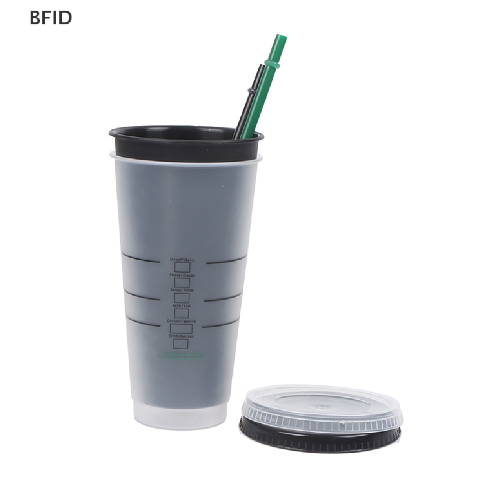 [BFID] Mug Sedotan Berubah Warna Minuman Dengan Tutup Tumbler Plastik Matte coffe bottle Cup [ID]