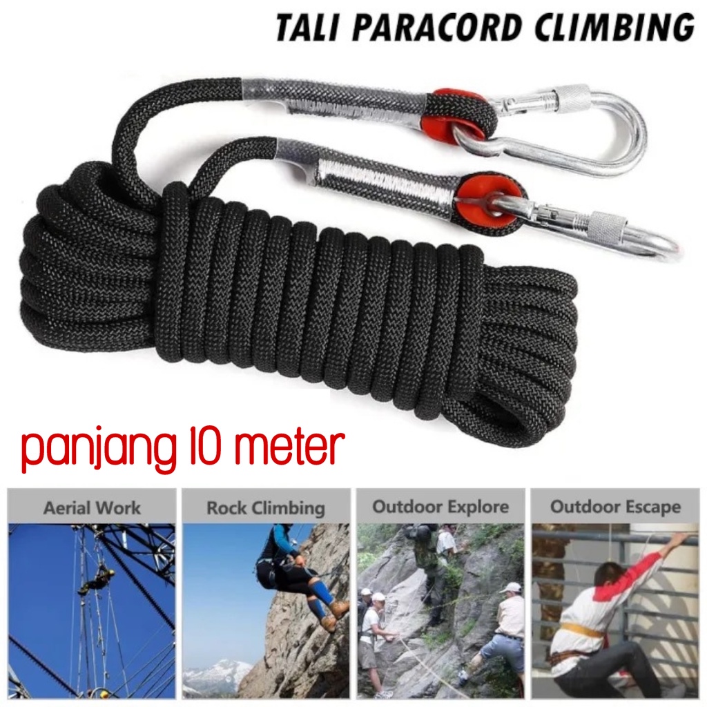 Tali Paracord Panjat Tebing Climbing Rope 10mm 10 Meter Hitam