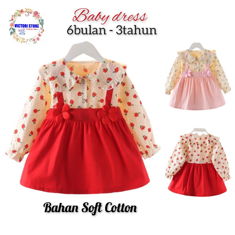 Dress Bayi Perempuan SHULA Pakaian Fashion Anak Bayi Perempuan 6 bulan - 3 tahun Korean Style Import