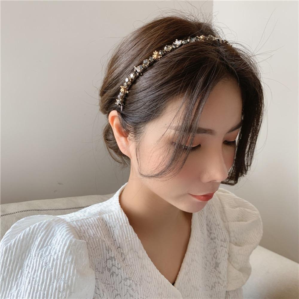 Needway   Gadis Rambut Hoop Retro Vintage Aksesoris Rambut Mewah Kristal Hairband Shiny Sweet Headband