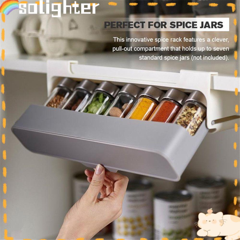 Solighter Spice Organizer Home Kitchen Self-adhesive Under-Shelf Perlengkapan Dapur