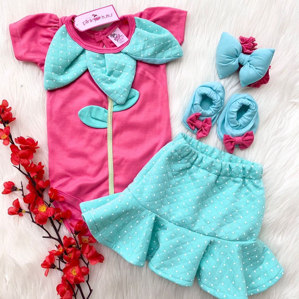 Baju setelan jumper bandana sepatu lucu bestseller fashion anak bayi cewek perempuan murah -FLO