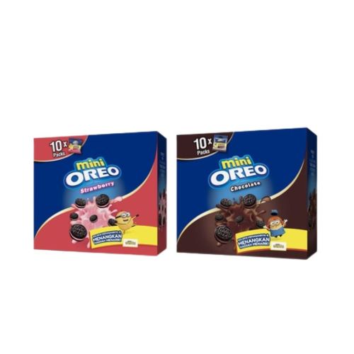 Mini Oreo krim Chocolate 20.4 gr x 10 + Mini Oreo Strawberry 20.4 gr x 10