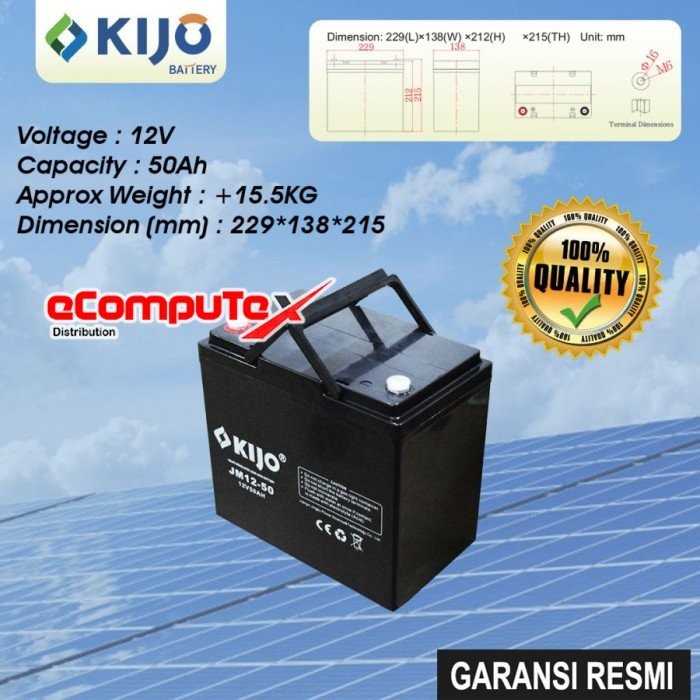 BATERAI UPS VRLA 12V 50AH KIJO / BATTERY AKI KERING 12 VOLT 50 AH ACCU