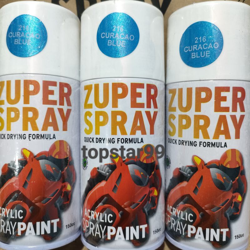 Zuper Pilox Pilok Cat Semprot Warna Curacao Blue Biru Metalik Metalic 216 150cc Spray Paint