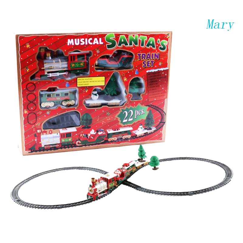 Mary 22Pcs Set Kereta Natal Vintage Untuk Anak-Anak Dengan Gerbong Yang Meriah Trek Snowman