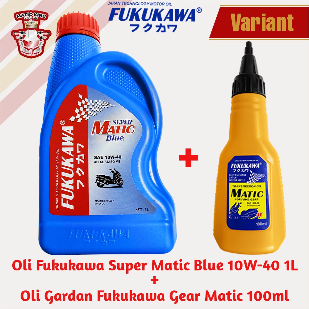 Paket Oli Mesin Gardan Super Matic Blue 10W-40 API SL/JASO MB 1L + 100 ml 120 ml 200 ml Fukukawa