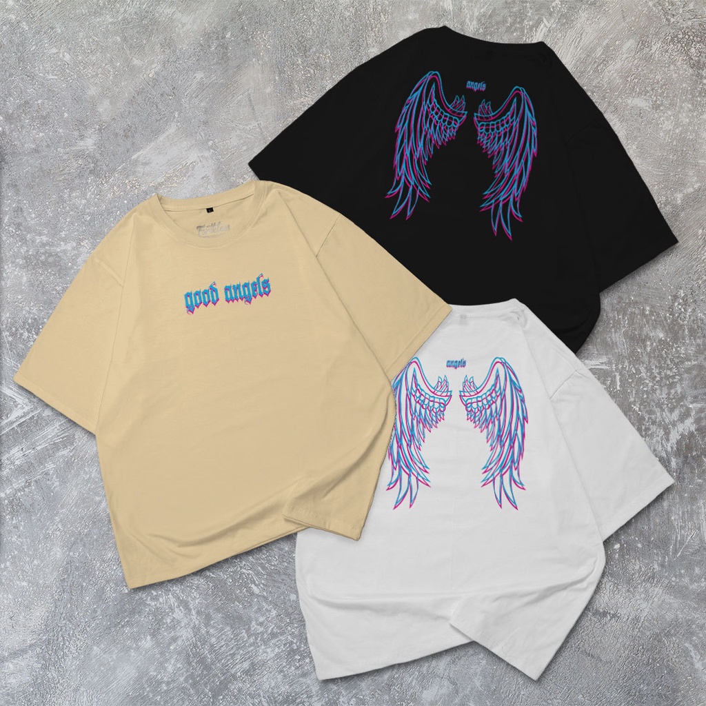 Fortglass GOOD ANGEL Kaos Oversize T-Shirt Cowok Premium Kaos Oversize Pria Lengan Pendek