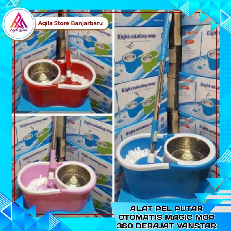 HOT PRODUCT Pel Mop Putar Otomatis Vanstar / Alat Pel Putar Otomatis Magic Mop Stainless 360 Ha