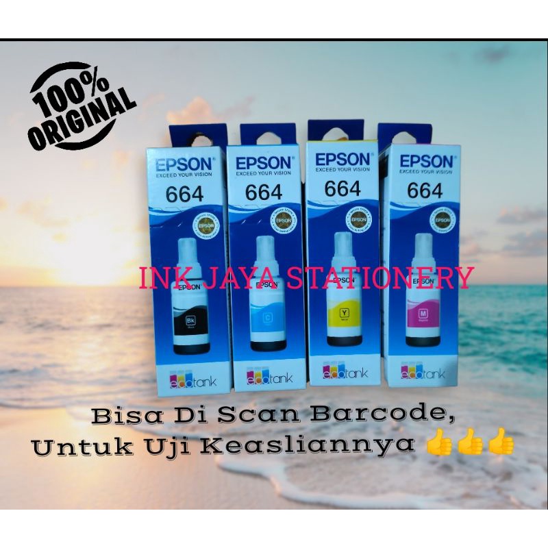 Original Tinta Epson 664 Black dan Epson 664 Colour Paketan