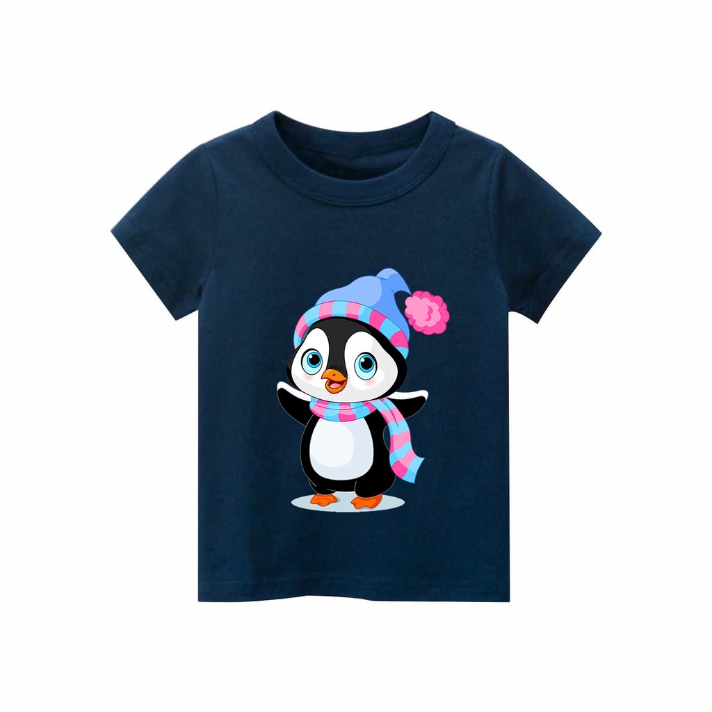 Kaos Anak laki-laki &amp; perempuan motif Penguin syal | kaos cotton combed 30s printing | Kaos Distro anak