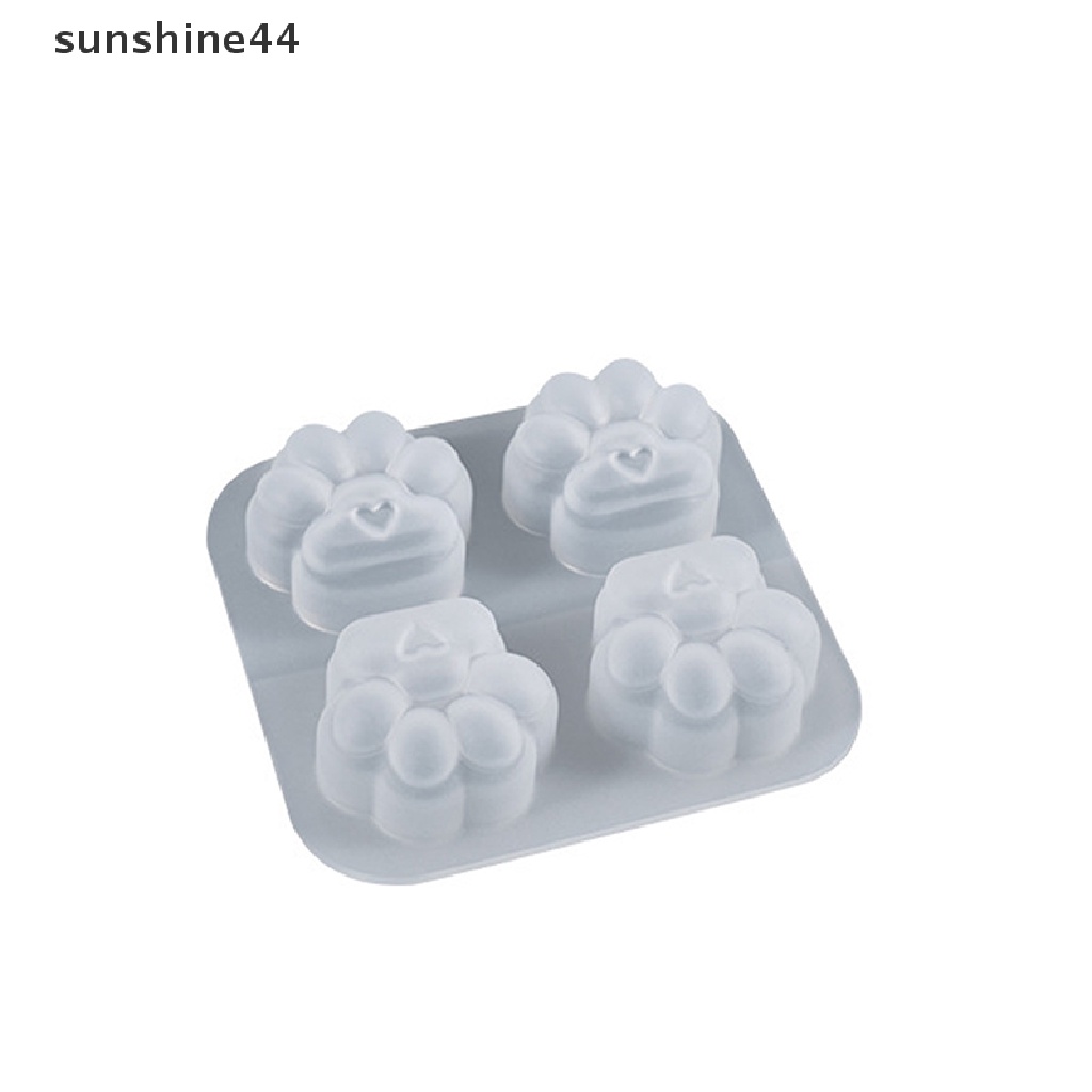 Sunshine DIY Cetakan Pola Kaki Kucing Mini Empat Grid Kitten Paw Key Chain Ornament Mould.