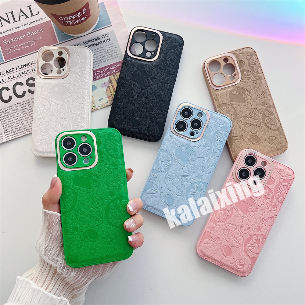 IPHONE Casing Handphone Bahan Kulit Frame Lensa Metal Untuk Iphone14 /14 Pro /14 ProMax/14Plus 13 12 11 Pro Max Hard Casing