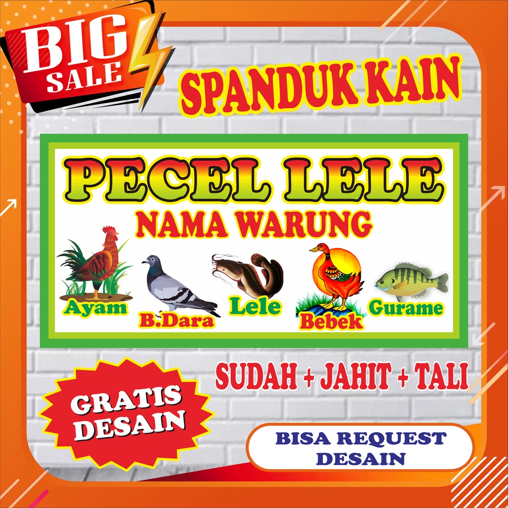 SPANDUK KAIN PECEL LELE SEAFOOD NASI GORENG SATE MADURA SOTO LAMONGAN DLL (FREE DESIGN)