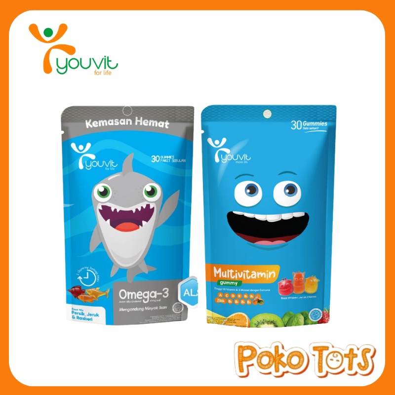 Youvit Omega 3 Multivitamin Anak 7 &amp; 30 Gummies Suplemen Imunitas dan Kecerdasan Otak Anak WHS