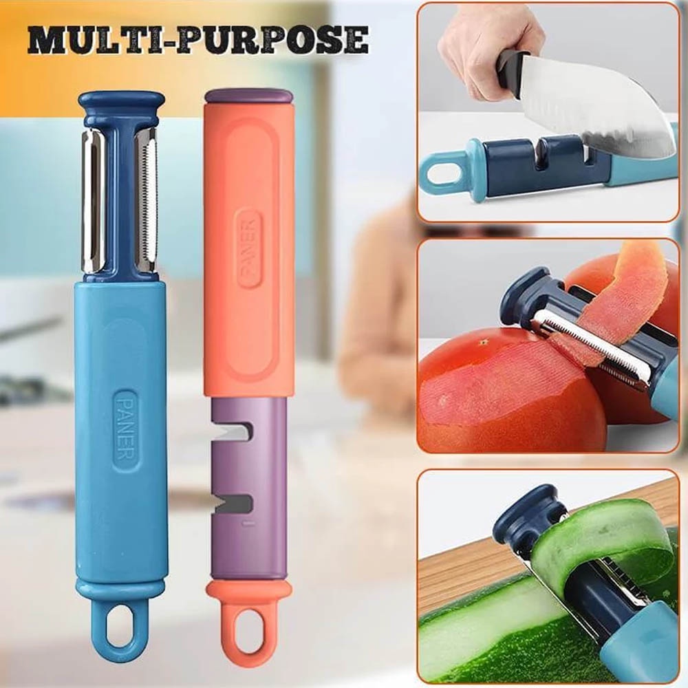 Kitchen Peeler 2 in 1 Pengasah Pisau + Pengupah Buah Sayuran Multifungsi