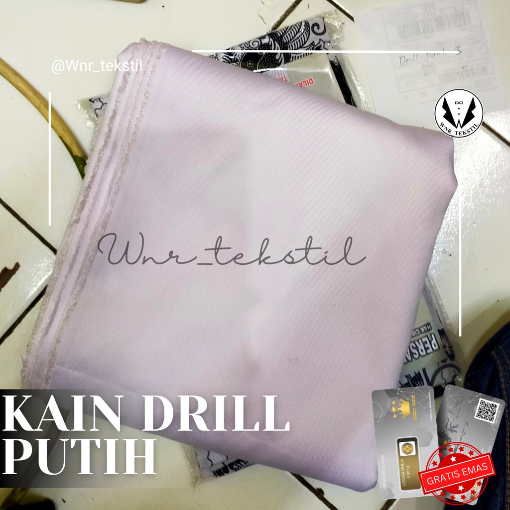 Bahan Kain Drill Putih Premium Quality Japan Free Gift