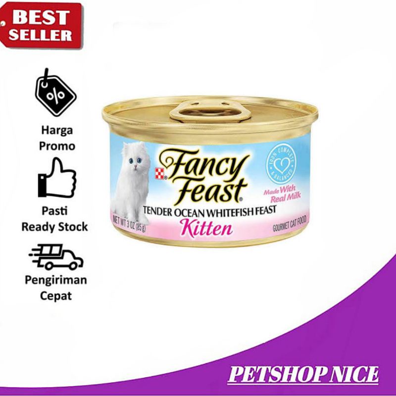 Paket 8pcs Makanan Kucing Fancy Feast Kitten Ocean Whitefish Wet food 85gr