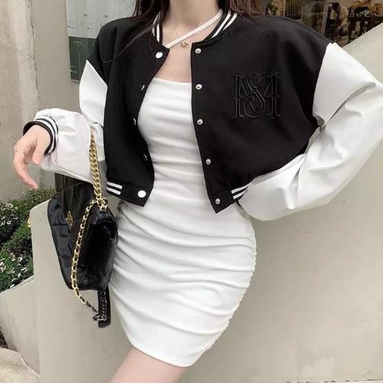 Jaket Baseball Crop Baju Wanita Dan Pria Korean Style