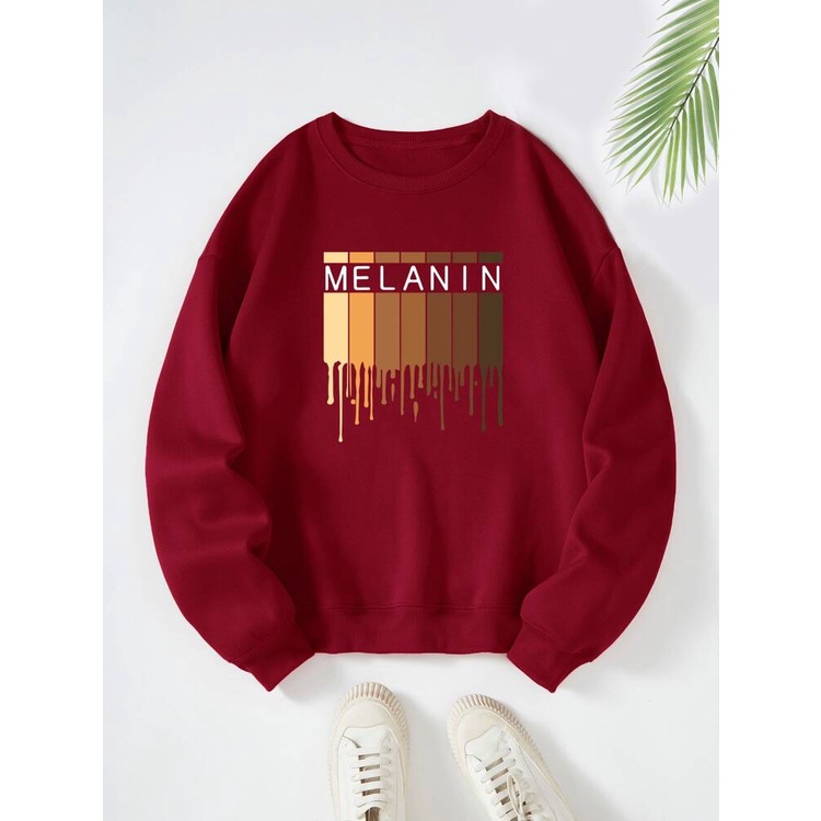 Sweatshirt Basic MELANIN BLOCK II Sweater Crewneck Print DTF II Size M - XL Anak &amp; Dewasa ( Pria &amp; Wanita )