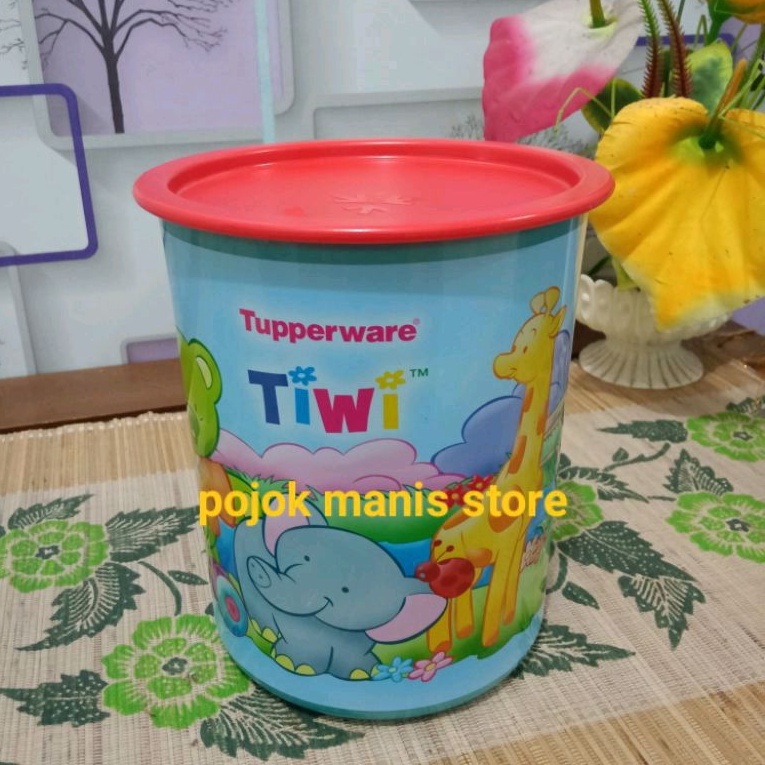 Toples susu bubuk tiwi canister Tupperware 2 liter lama motif gajah