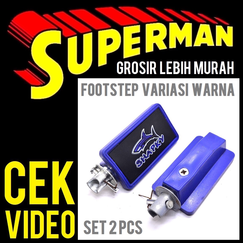 FOOTSTEP BELAKANG VARIASI BIRU pijakan kaki besi karet barstep bar foot step universal motor superma