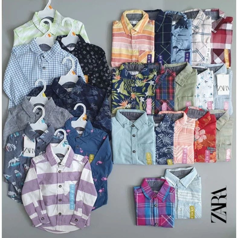KEMEJA Z4RA ANAK LAKI LAKI LENGAN PANJANG KEMEJA BRANDED SISA EXPORT 1- 7Y PART 1