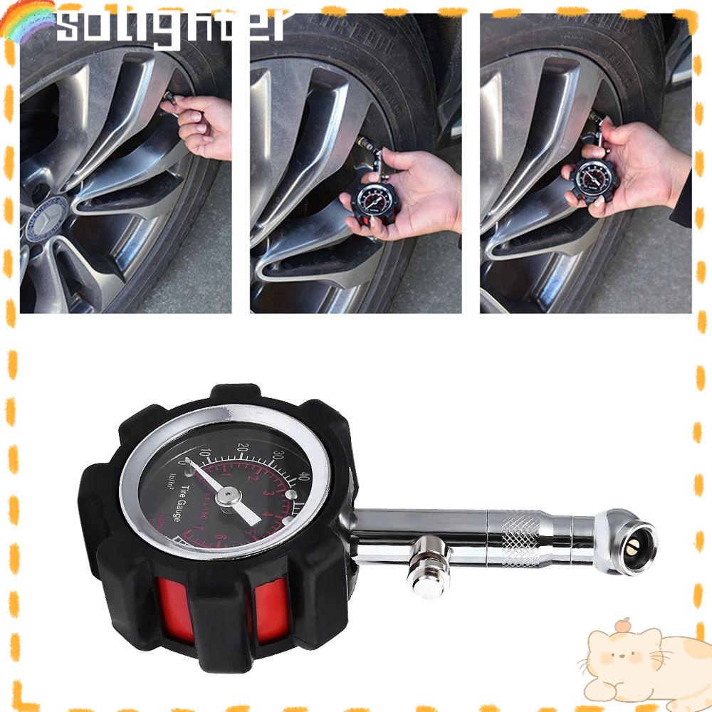 Solighter Tire Pressure Gauge Hot Metal Gantungan Kunci Pengait Profesional 100psi