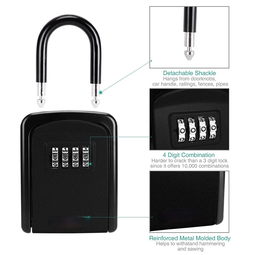 MOOL Gembok Kotak Brankas Safety Lock Box 4 Digit Password - G10 - Black