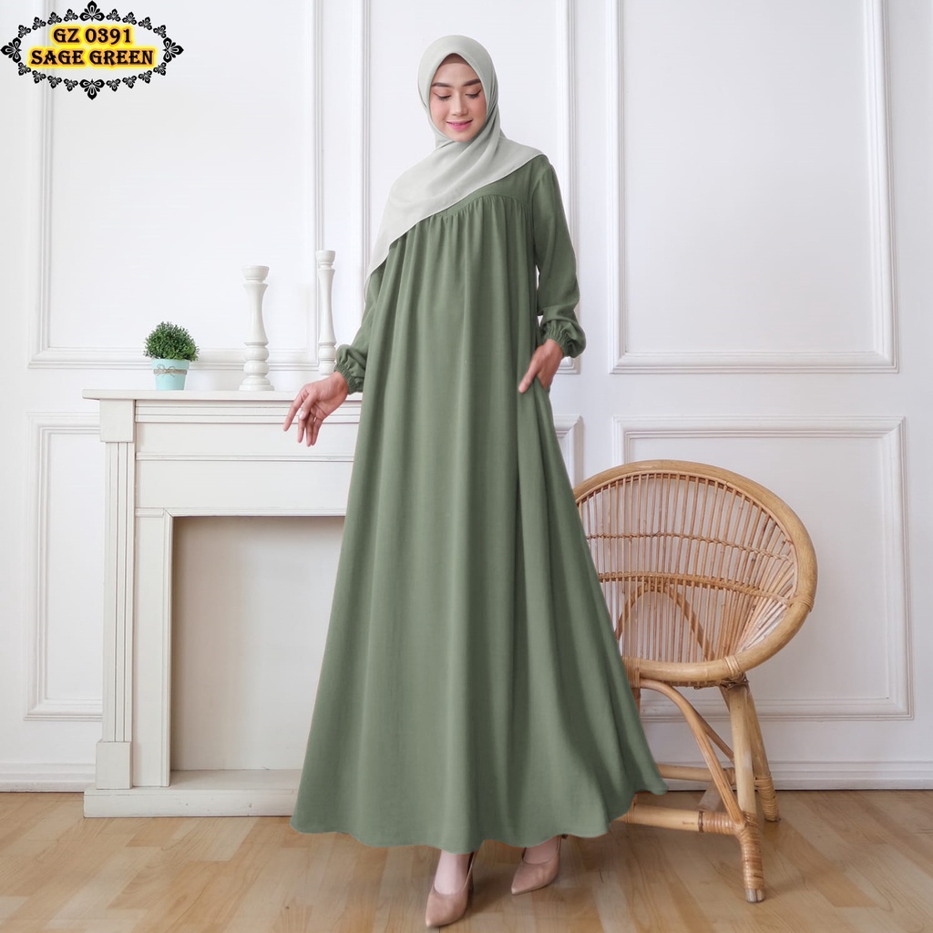 Gamis Crinkle GZ0391 Sage Green/ Gamis Crinkle Sage Green/ Gamis Daily/ Gamis Polos Sage Green/ Gami